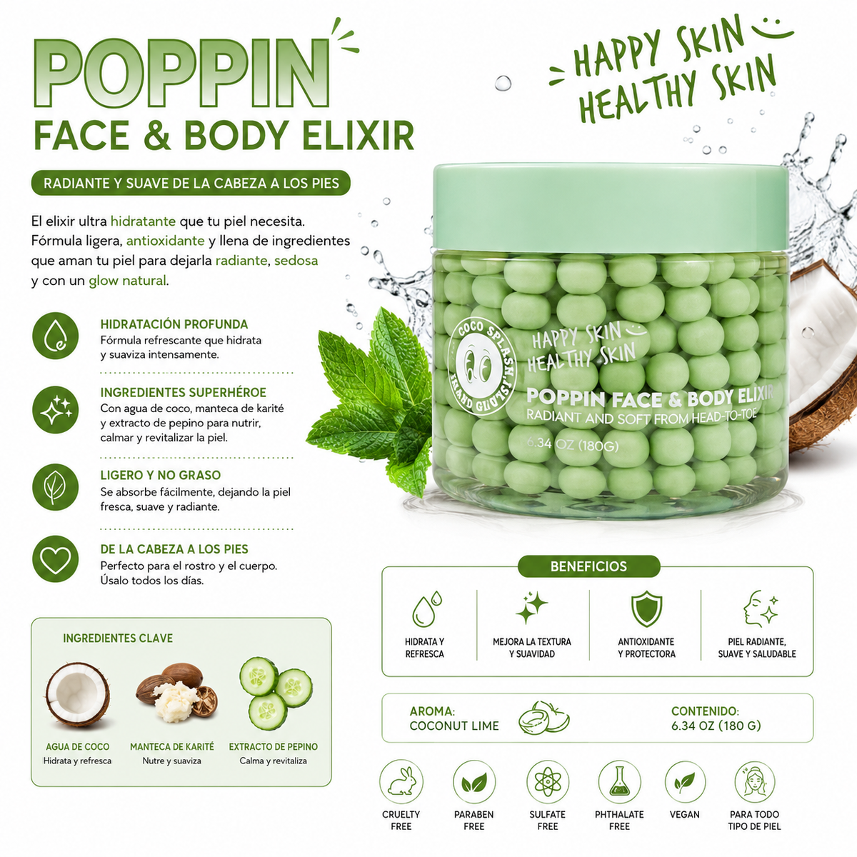 HAPPY SKIN, Gel Facial (Coconut Pop)