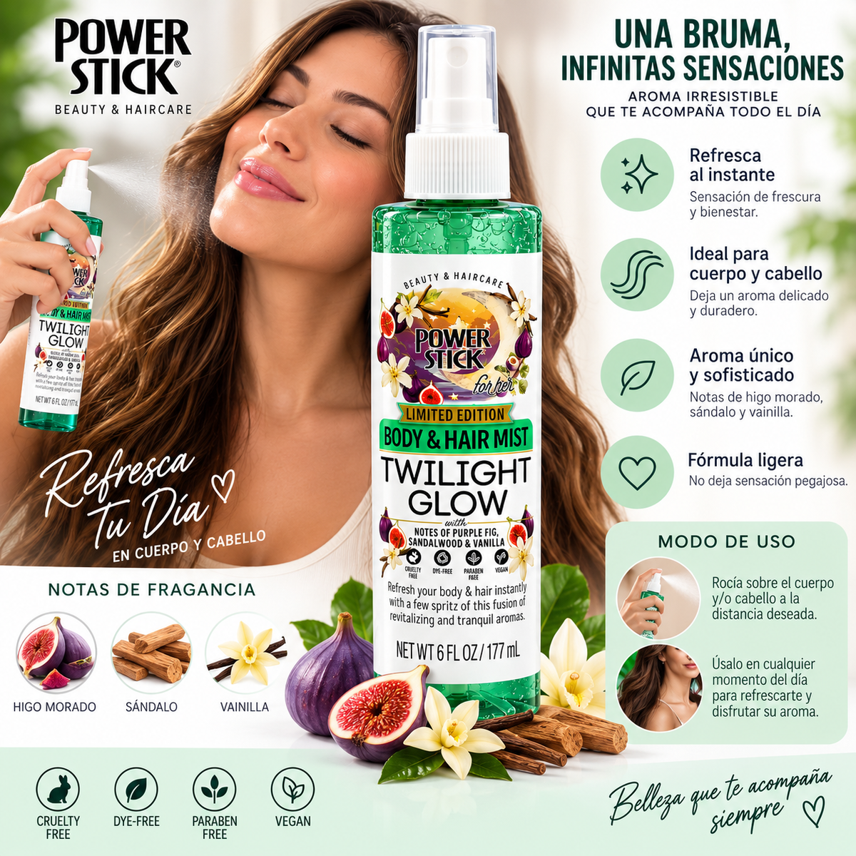 POWER STICK, Splash para el Cabello y Cuerpo (Twilight)