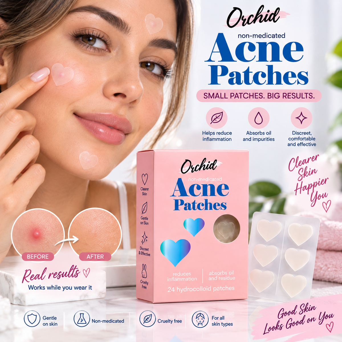 ORCHID, Parches para el acne (Corazones)