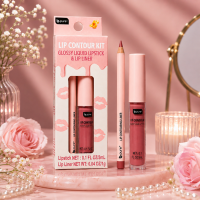 b.pure Lip Contour Kit – Glossy Liquid Lipstick & Lip Liner