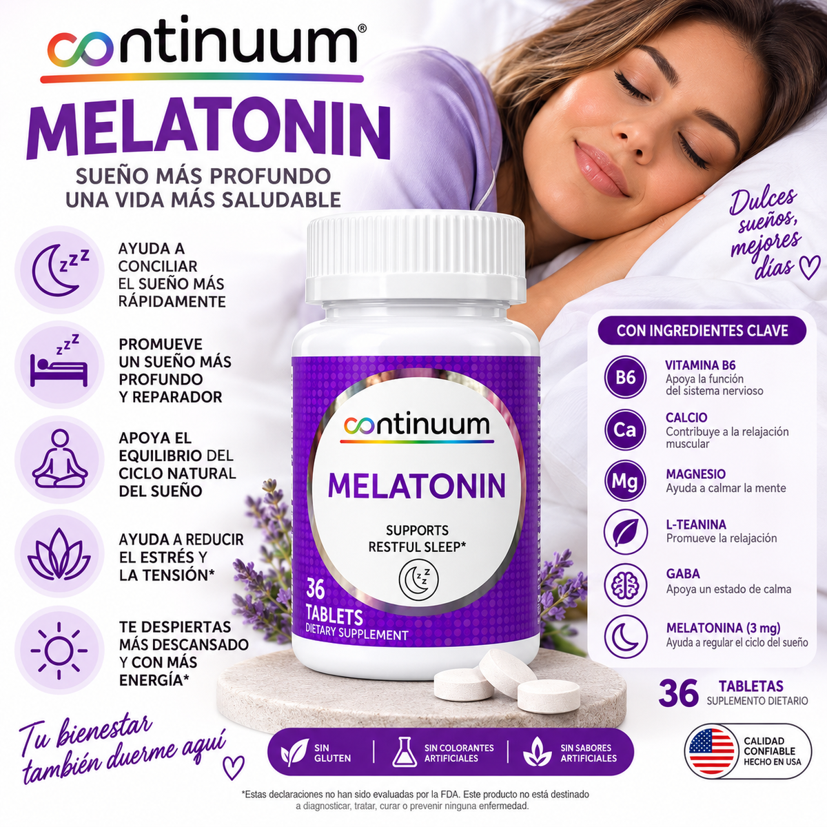 CONTINUUM, Pastas de Melatonina para Dormir