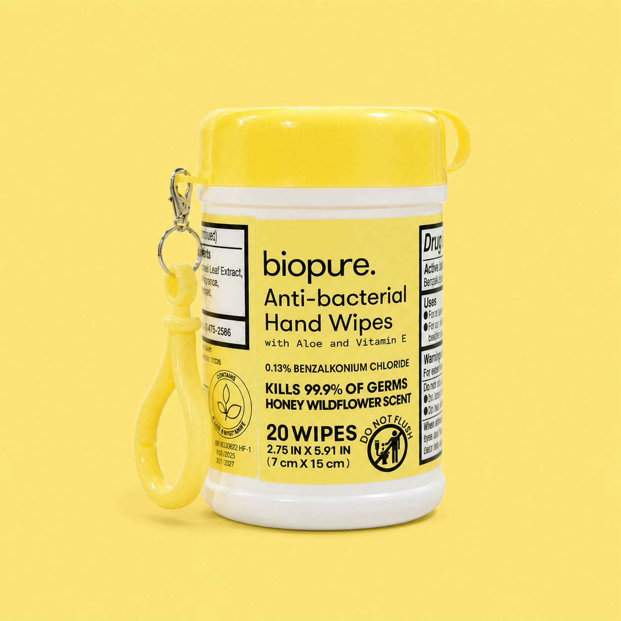 Biopure Anti-Bacterial Hand Wipes con Aloe y Vitamina E
