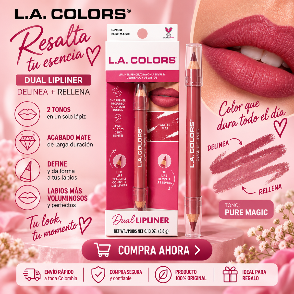 L.A. COLORS Dual Lipliner – Tono Pure Magic *5