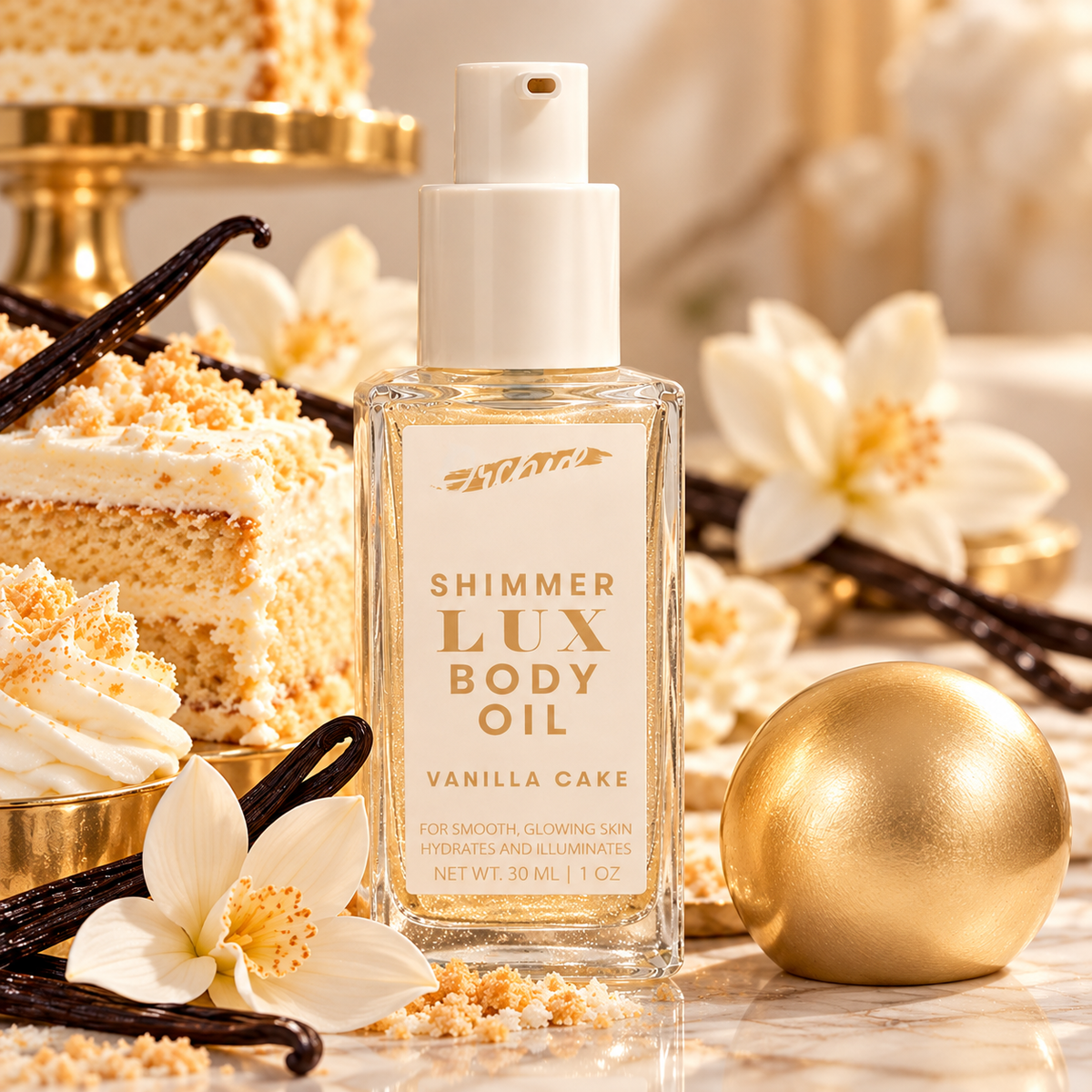 ORCHID, Aceite Para el Cuerpo con Brillo (Vanilla Cake)