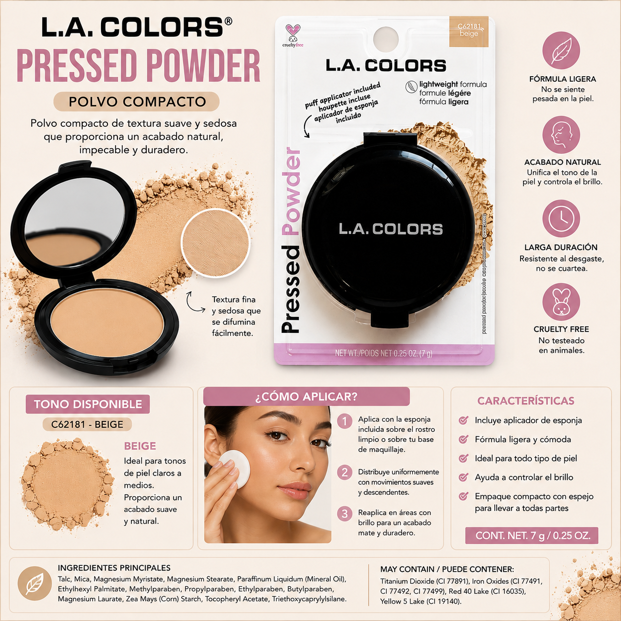 L.A. COLORS Pressed Powder (Beige)