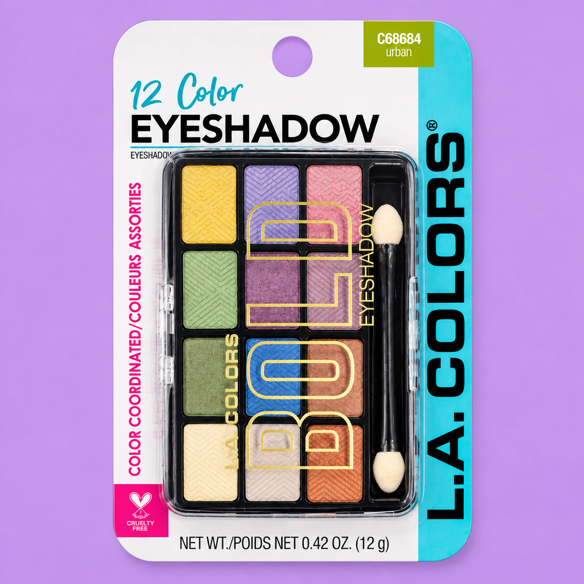 L.A. COLORS, 12 Paleta de Sombras (Urban)