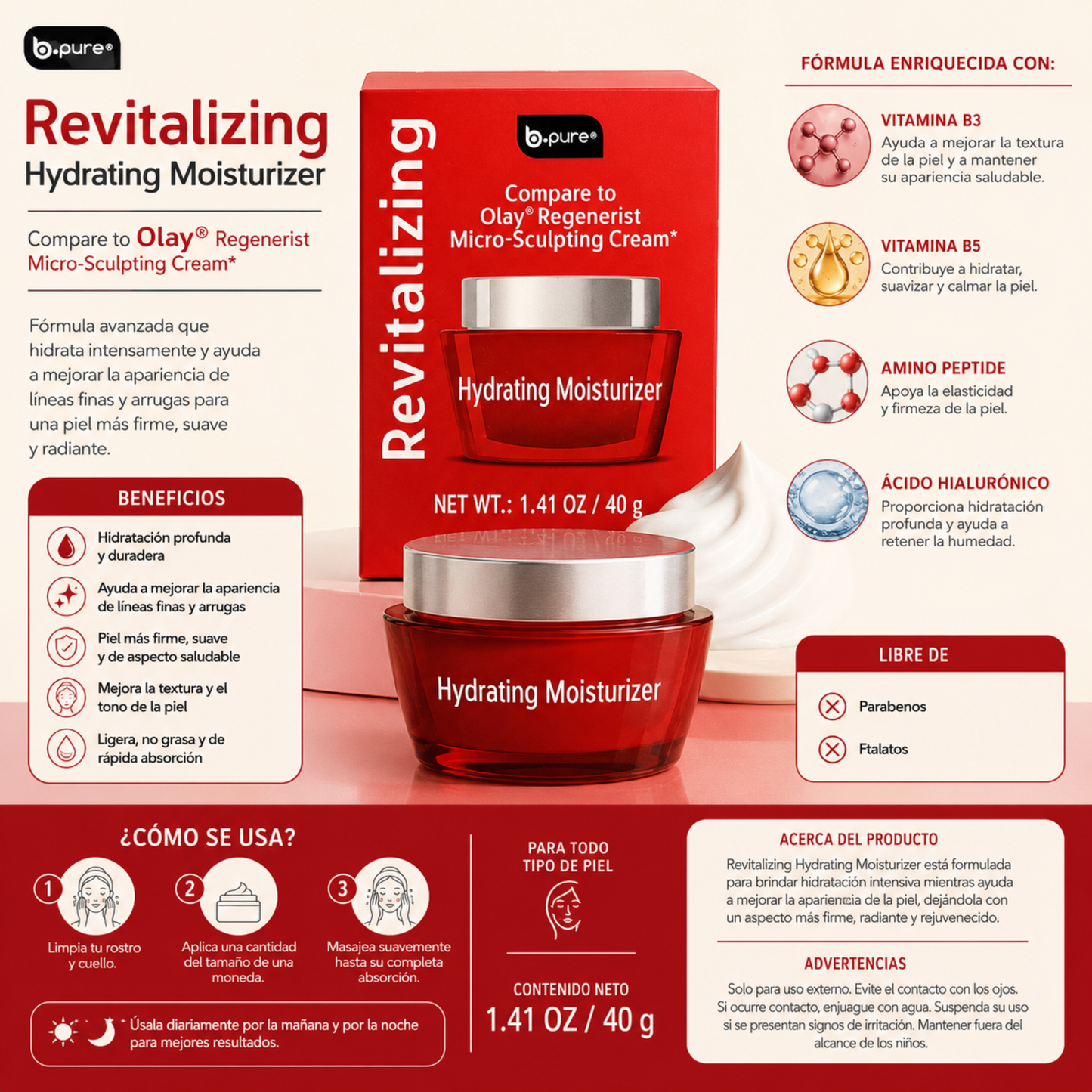 b.pure Revitalizing Hydrating Moisturizer – Crema Hidratante Facial