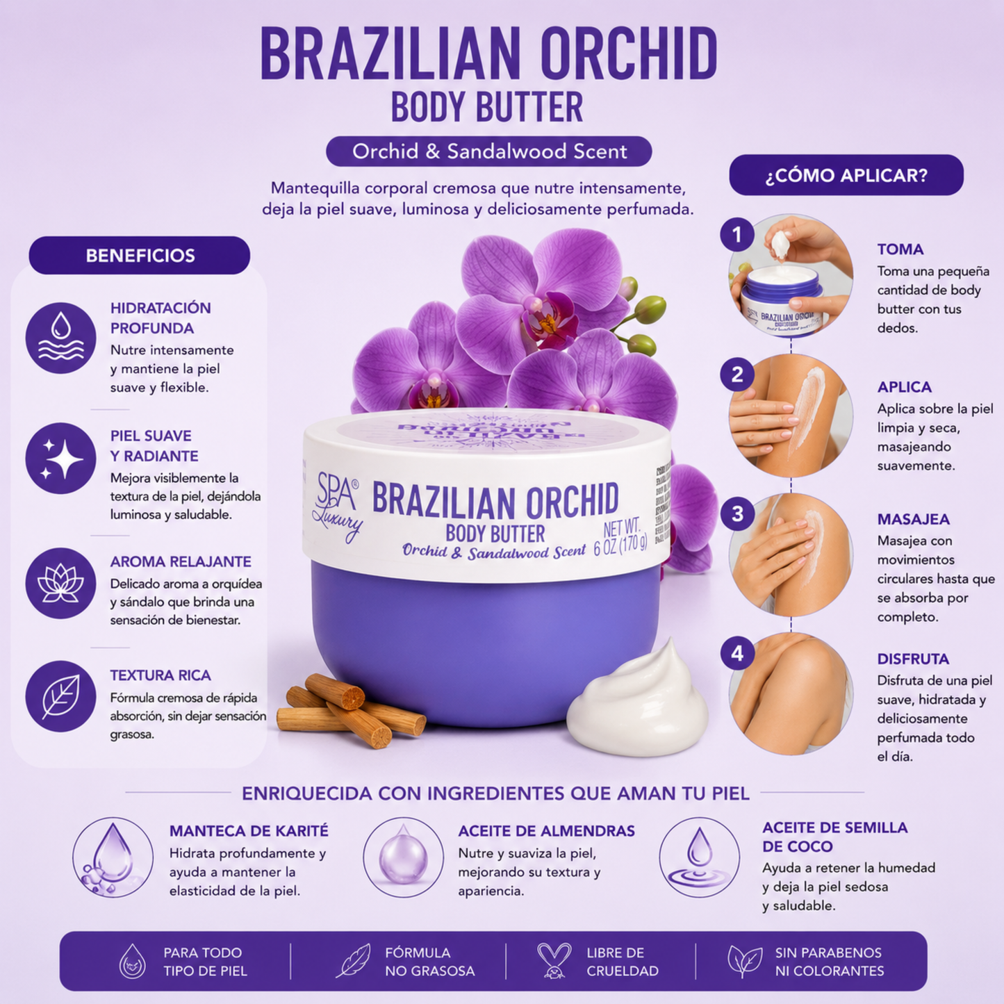 SPA Luxury Brazilian Orchid Body Butter – Manteca Corporal Hidratante