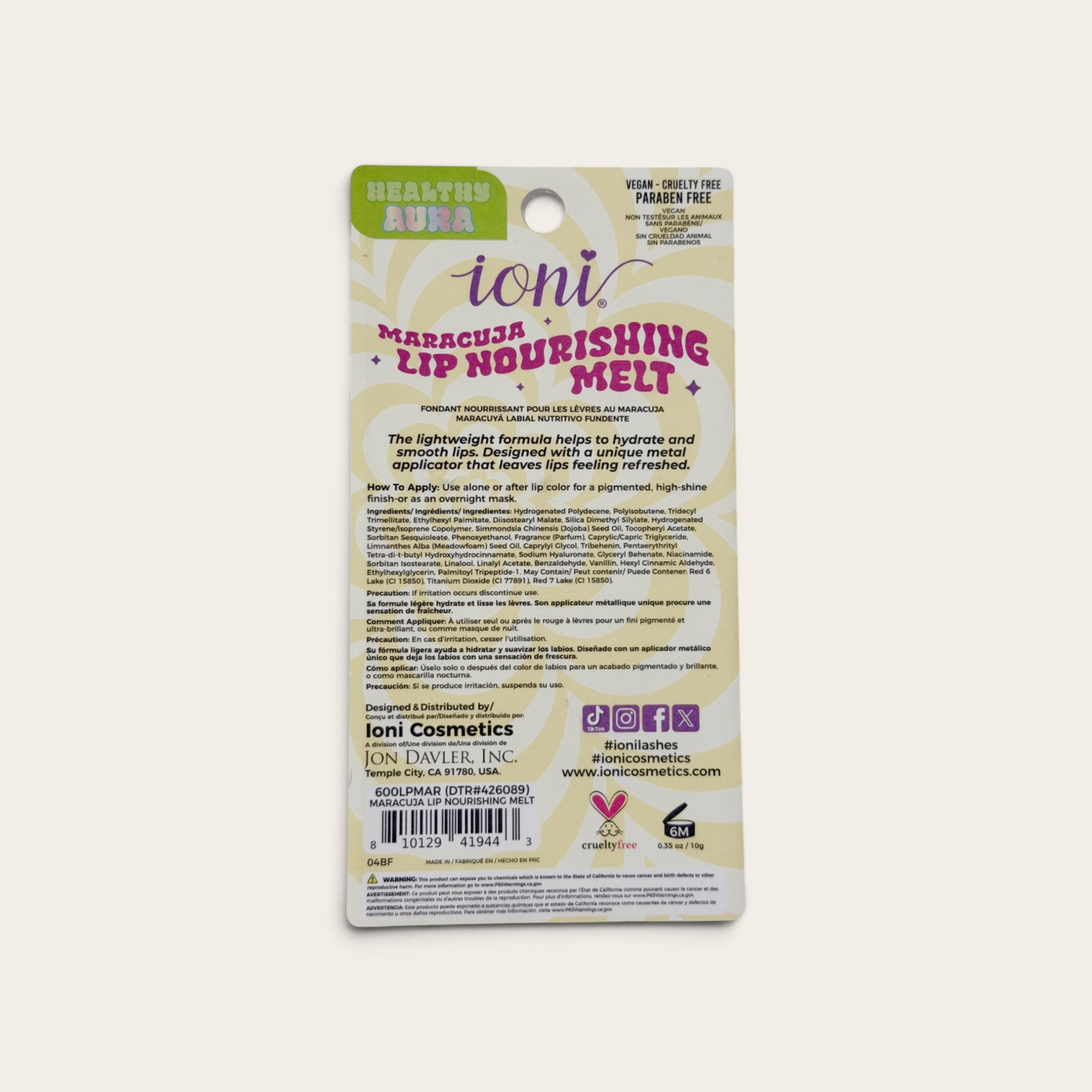 Ioni Healthy Aura Maracuja Lip Nourishing Melt