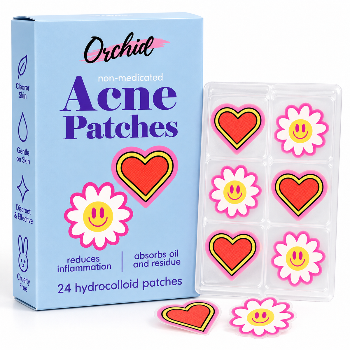 ORCHID, Parches para el acne (Corazones + Flor)