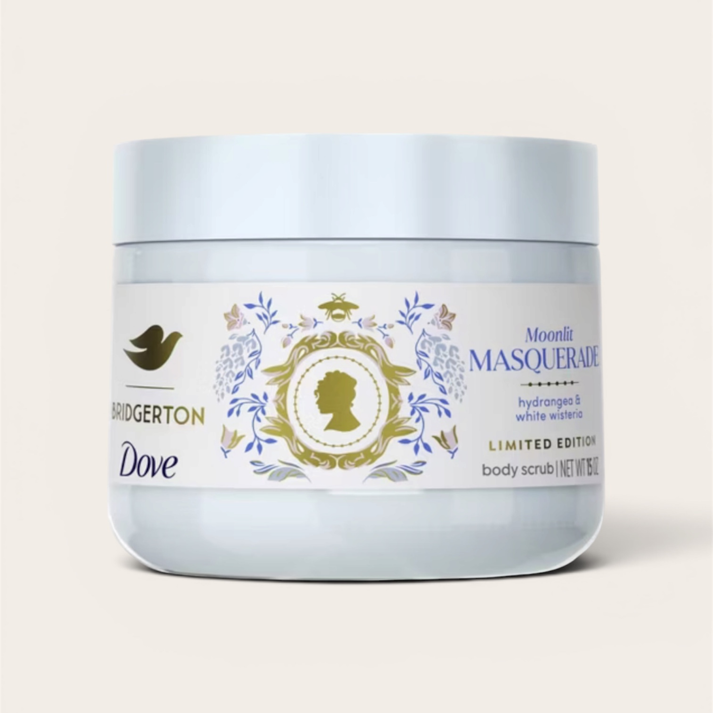 Dove Beauty Limited Edition Bridgerton Body Scrub - Moonlit Masquerade - Hydrangea & White Wisteria Scent - 15oz