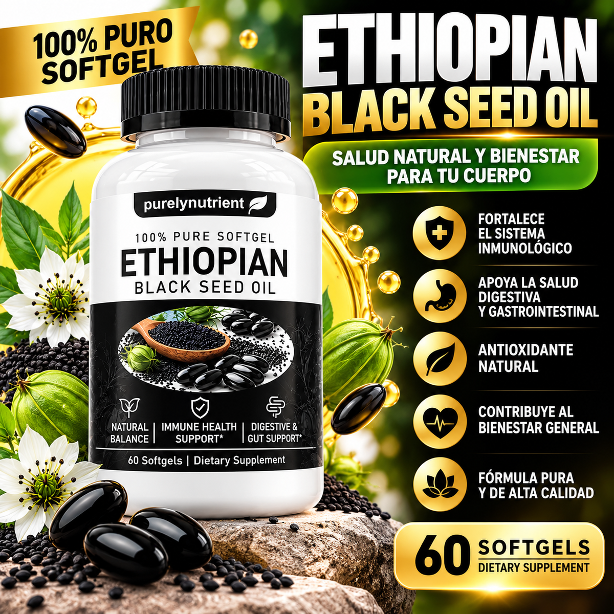 ETHIOPIAN, Aceite de Semilla Negra (Purely Nutrient)