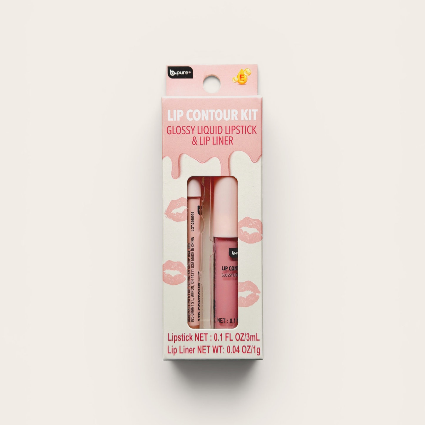 b.pure Lip Contour Kit – Glossy Liquid Lipstick & Lip Liner