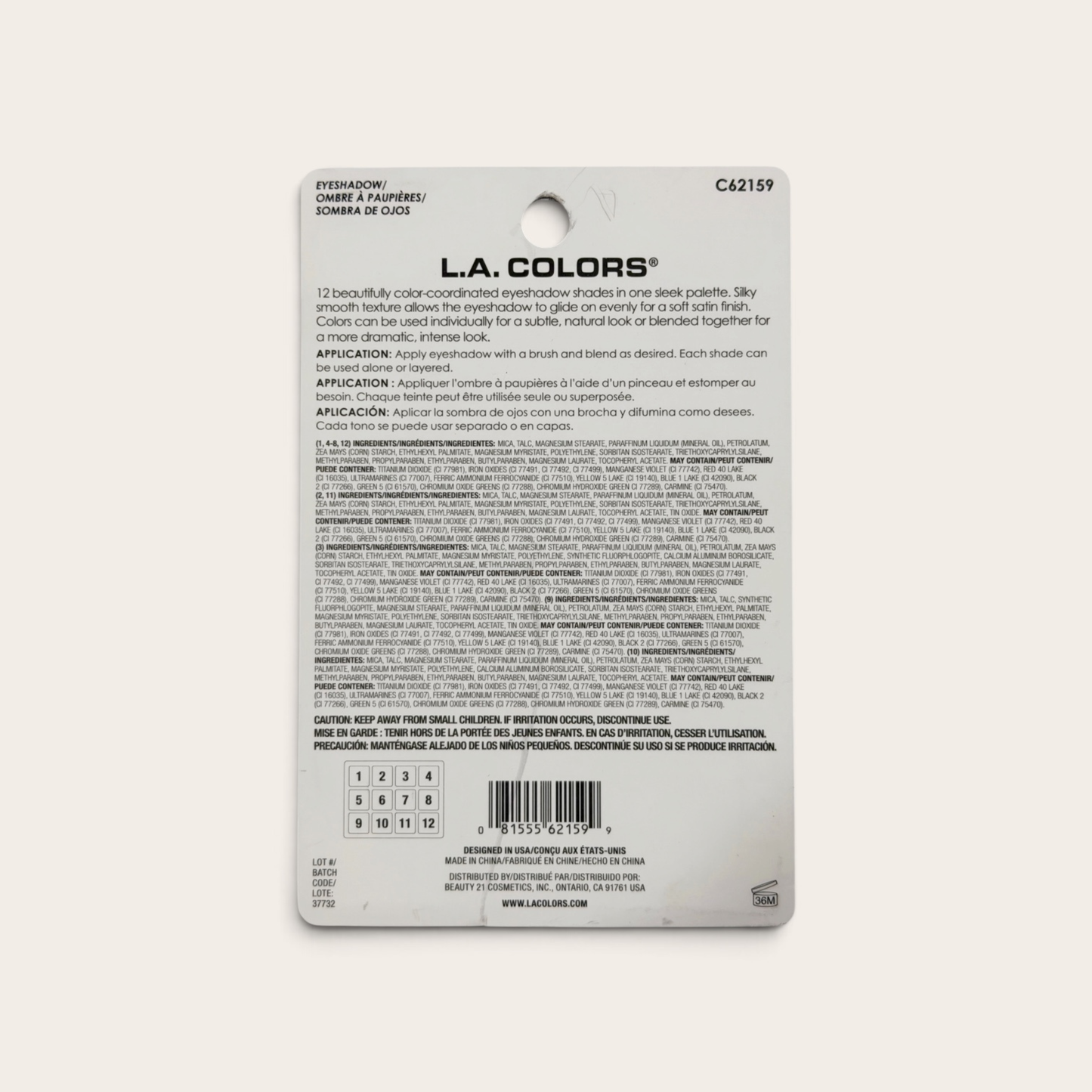 L.A. COLORS 12 Color Eyeshadow (Glamorous)