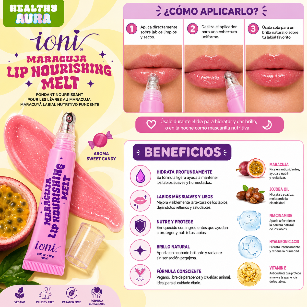 Ioni Healthy Aura Maracuja Lip Nourishing Melt