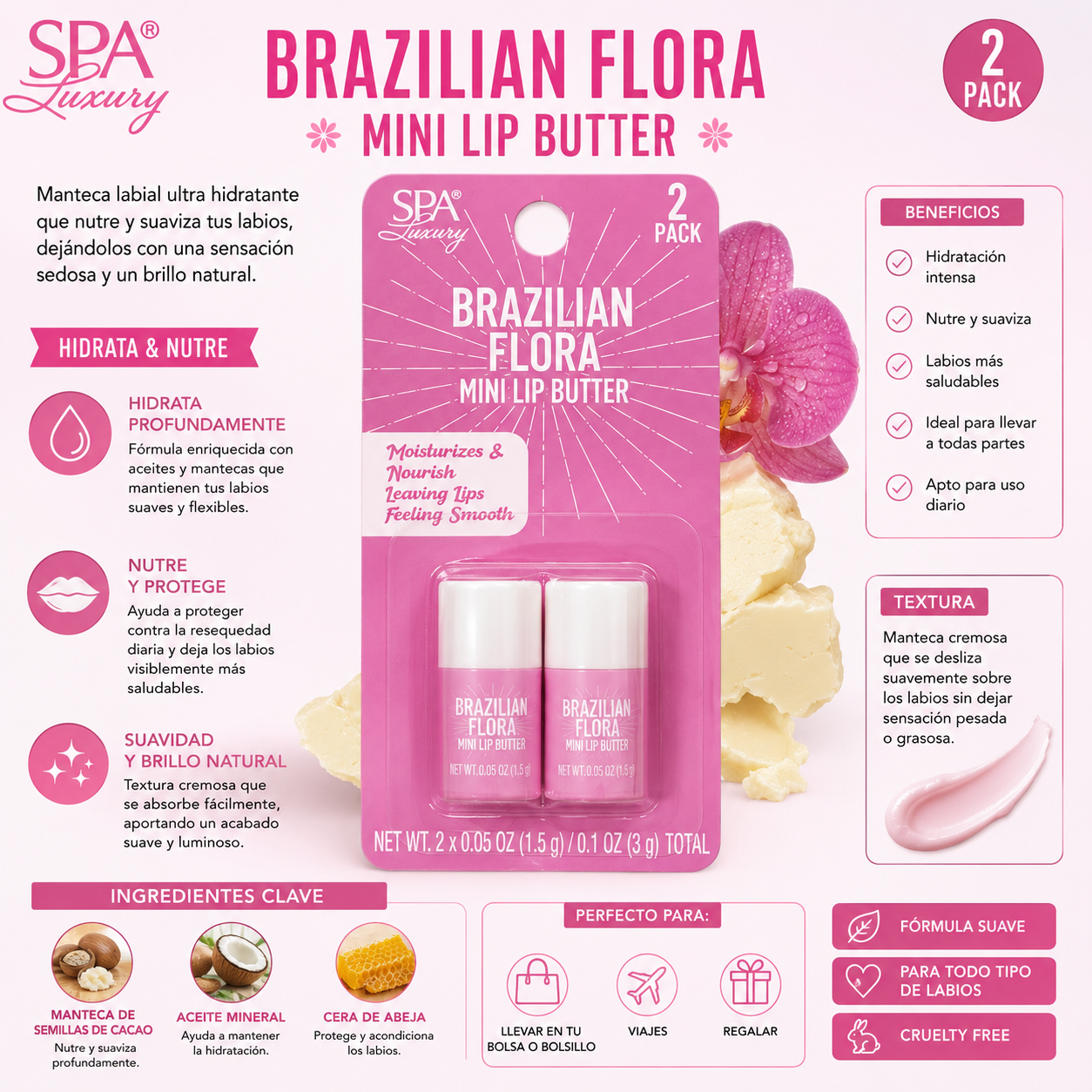 Brazilian Flora Mini Lip Butter (2 Pack)