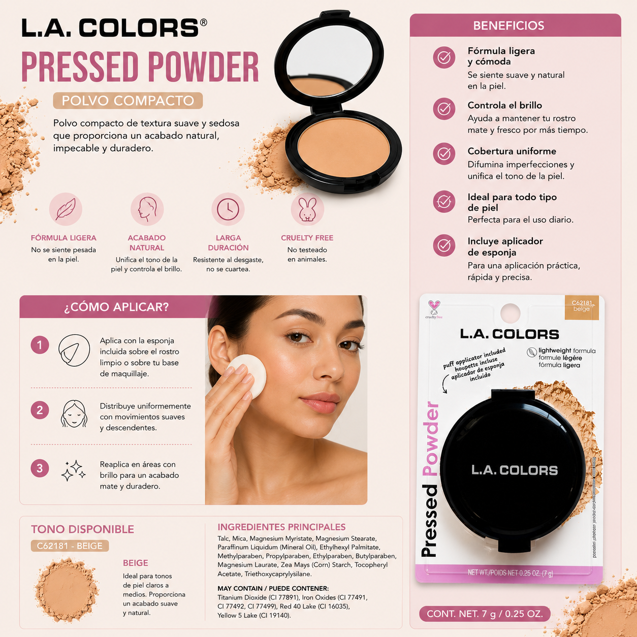 L.A. COLORS Pressed Powder (Beige)