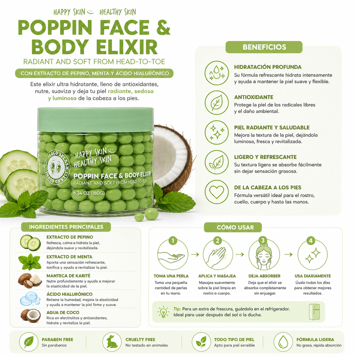 HAPPY SKIN, Gel Facial (Coconut Pop)