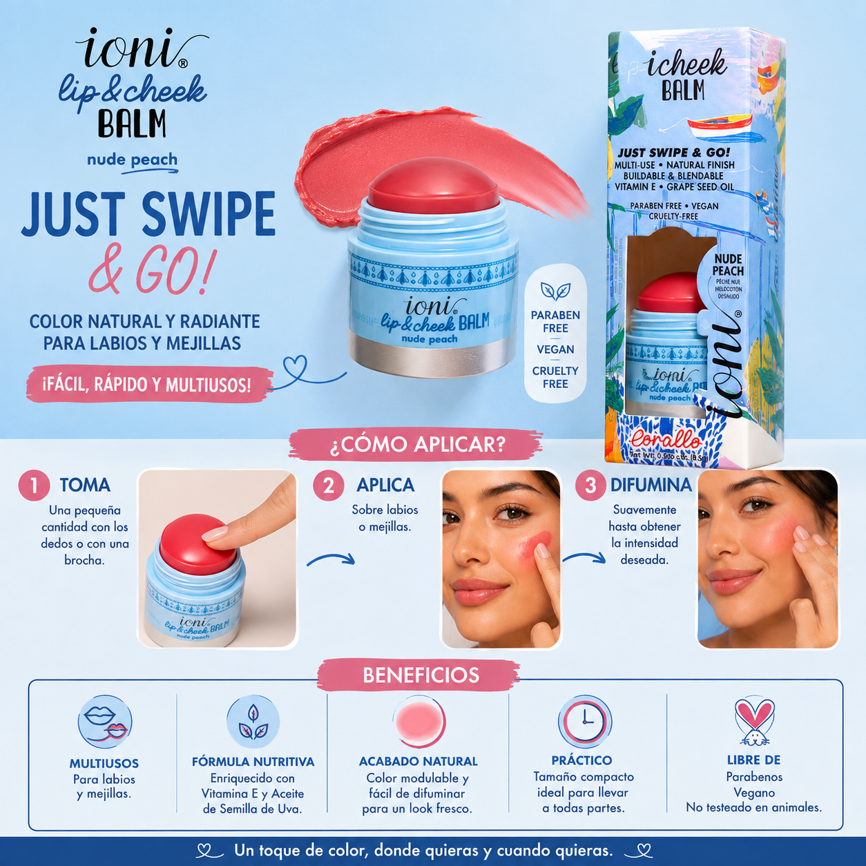 IONI Lip & Cheek Balm - Corallo -  (Nude Peach)