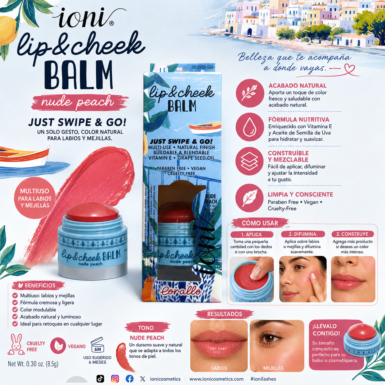 IONI Lip & Cheek Balm - Corallo -  (Nude Peach)