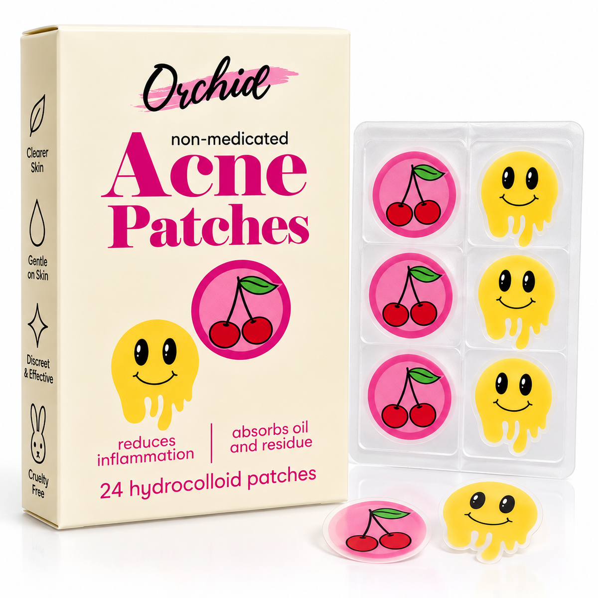 ORCHID, Parches para el acne (Cherry + Happy Face)