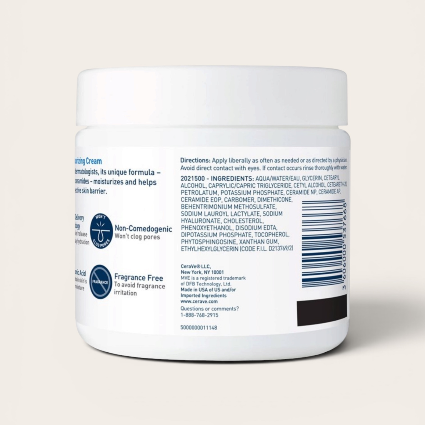 CeraVe Moisturizing Cream, Face & Body Moisturizer for Normal to Very Dry Skin, 16 oz