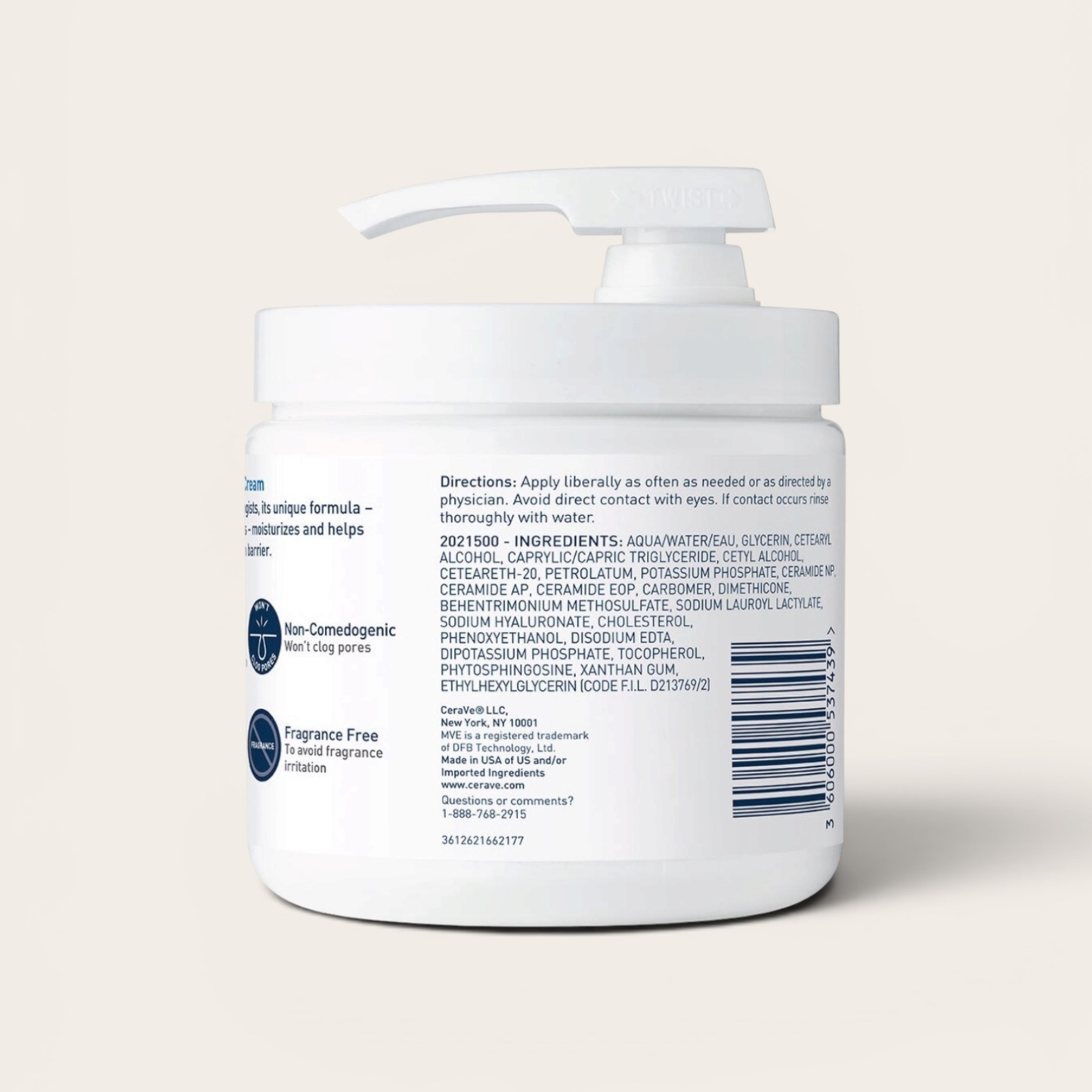 CeraVe Moisturizing Cream with pump, Face & Body Moisturizer for Normal to Very Dry Skin, 16 oz (Copy)