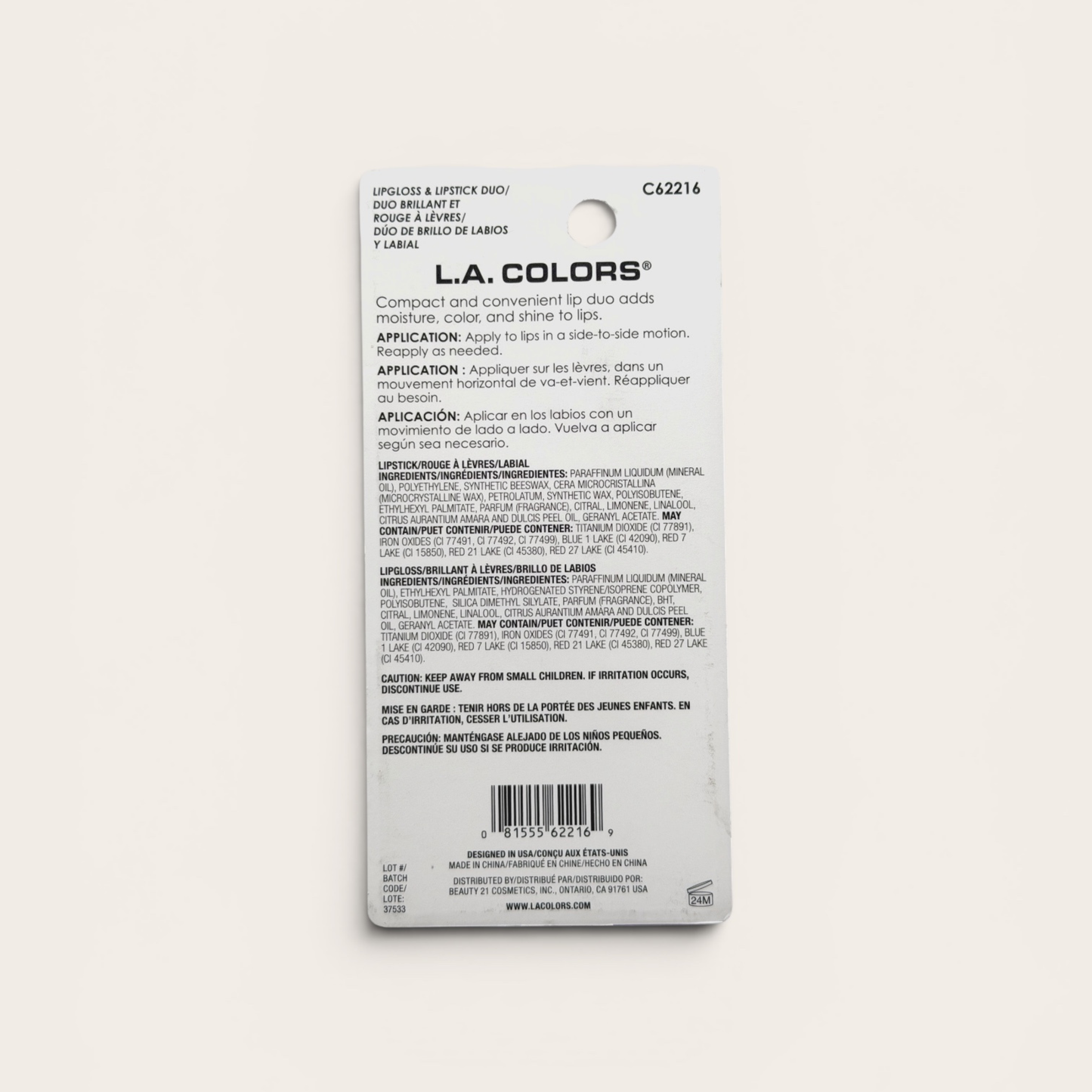 L.A. COLORS Lip Duo 2 en 1 – Tono Eternal
