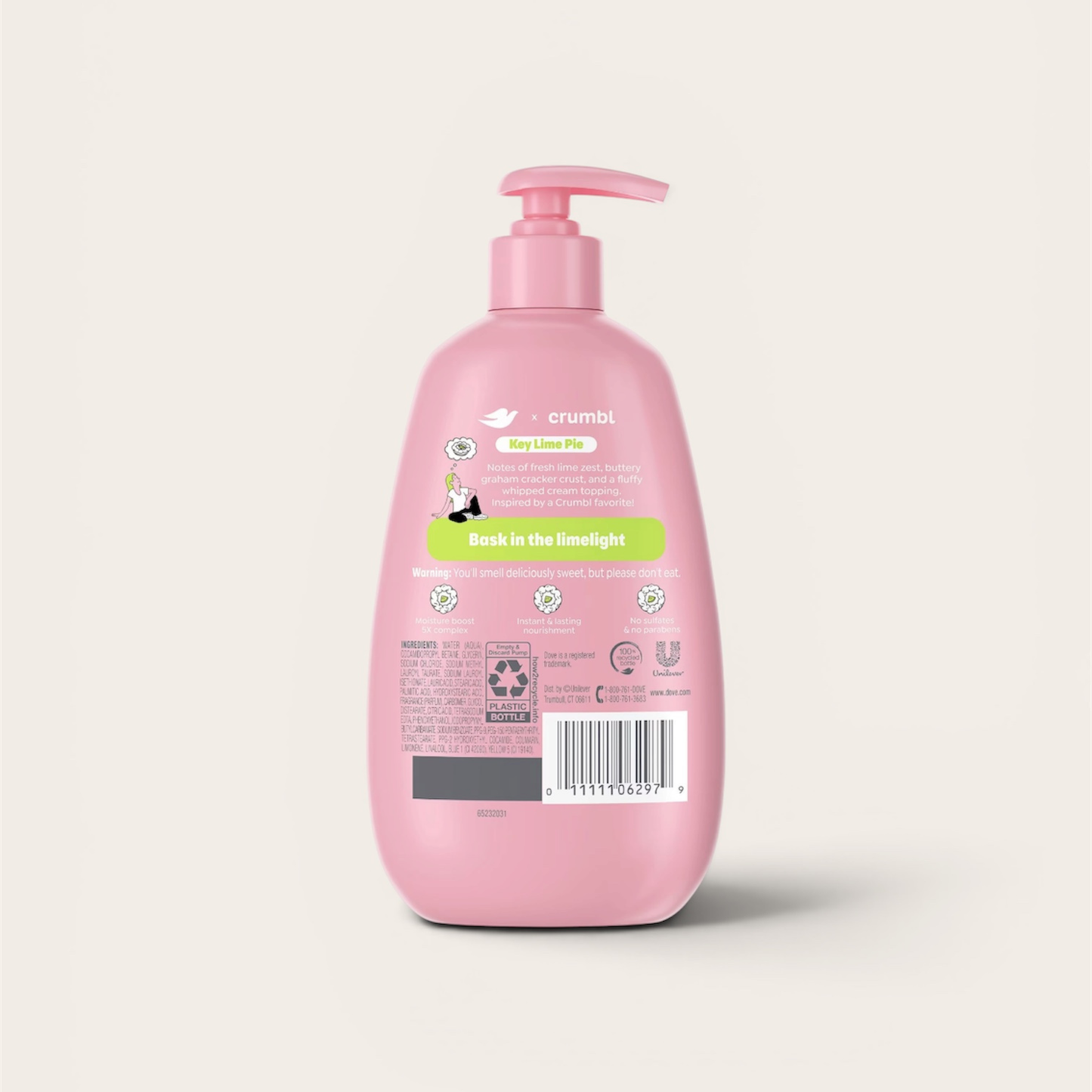 Dove & Crumbl Limited Edition Liquid Hand Soap Key Lime Pie Cleanses & Nourishes Hands, 12 fl oz