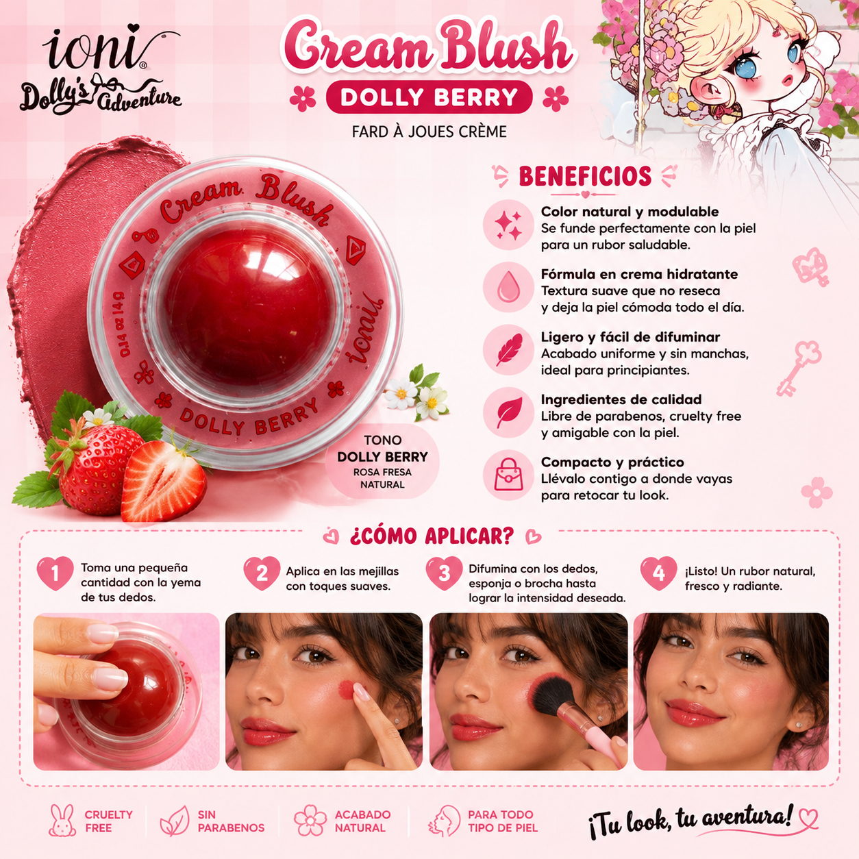 Ioni Dolly’s Adventure Cream Blush – Dolly Berry