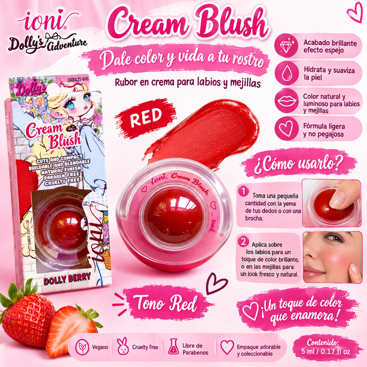 Ioni Dolly’s Adventure Cream Blush – Dolly Berry
