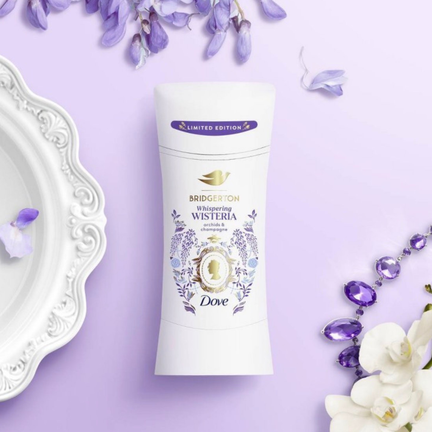 Dove Beauty Limited Edition Bridgerton Antiperspirant & Deodorant Stick - Whispering Wisteria - Orchids & Champagne Scent - 2.6oz