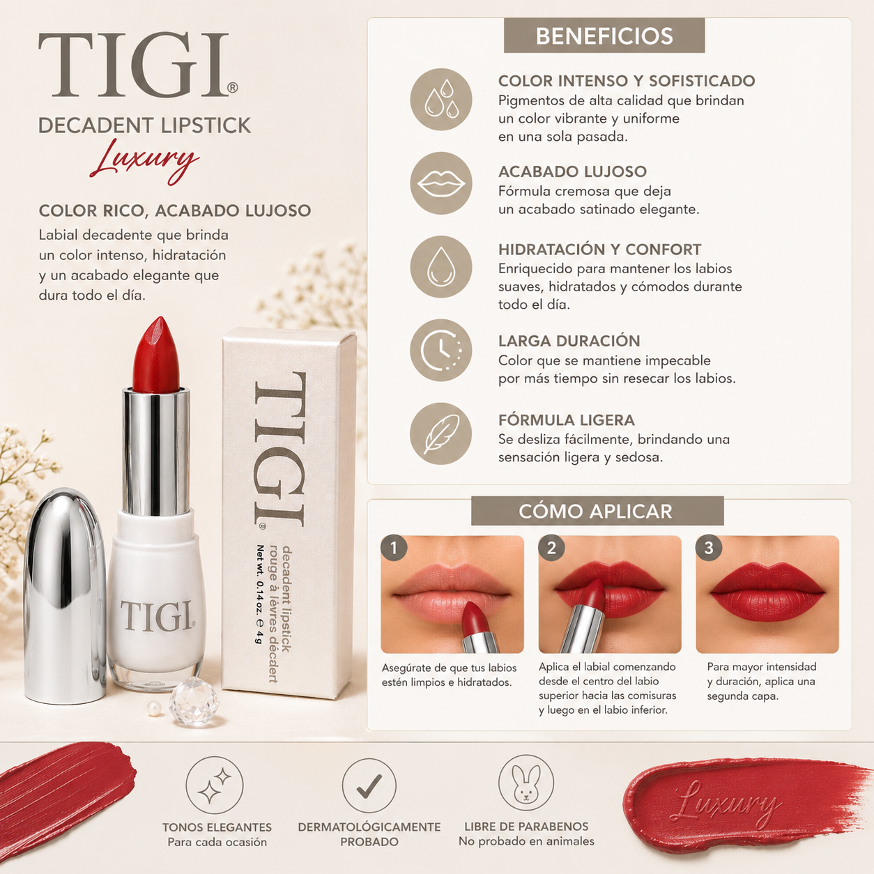 TIGI Decadent Lipstick – Luxury 💄✨