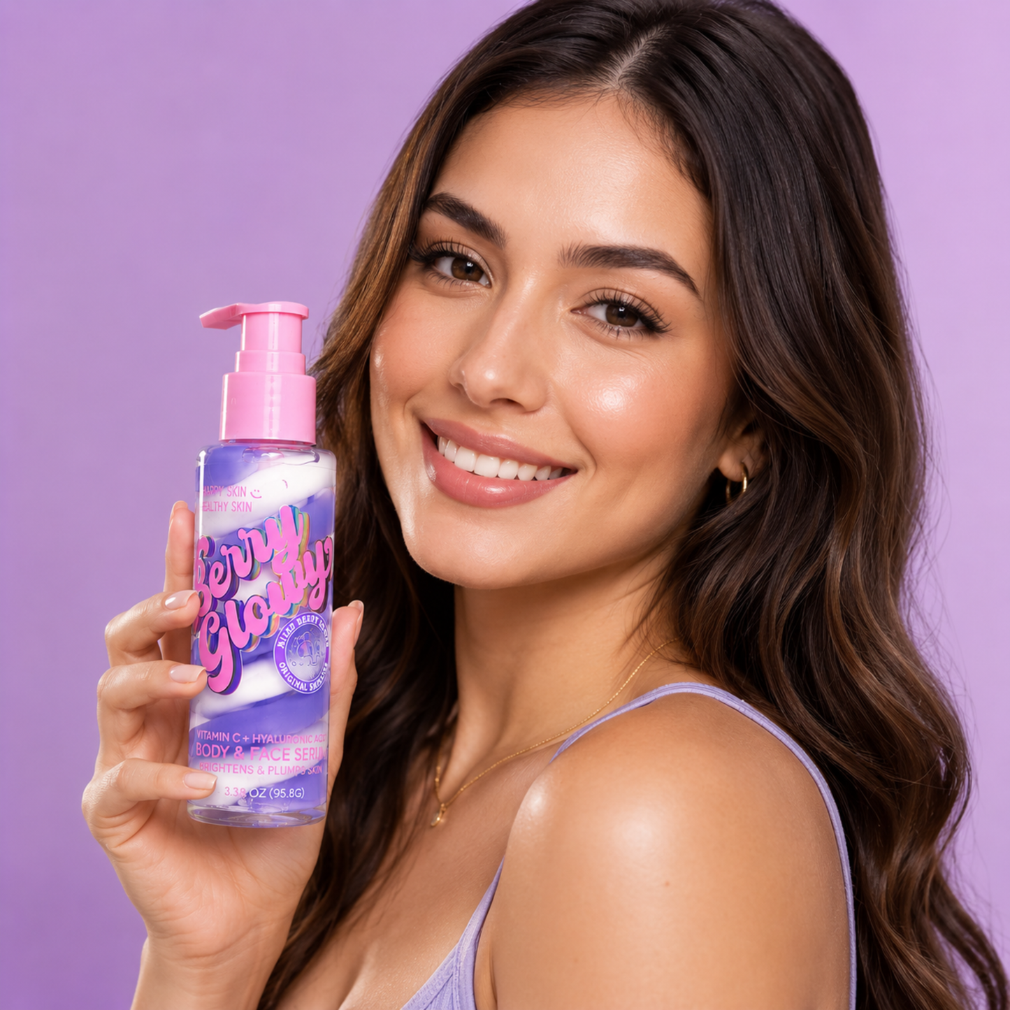 HAPPY SKIN Berry Glowy Body & Face Serum – Vitamina C + Ácido Hialurónico