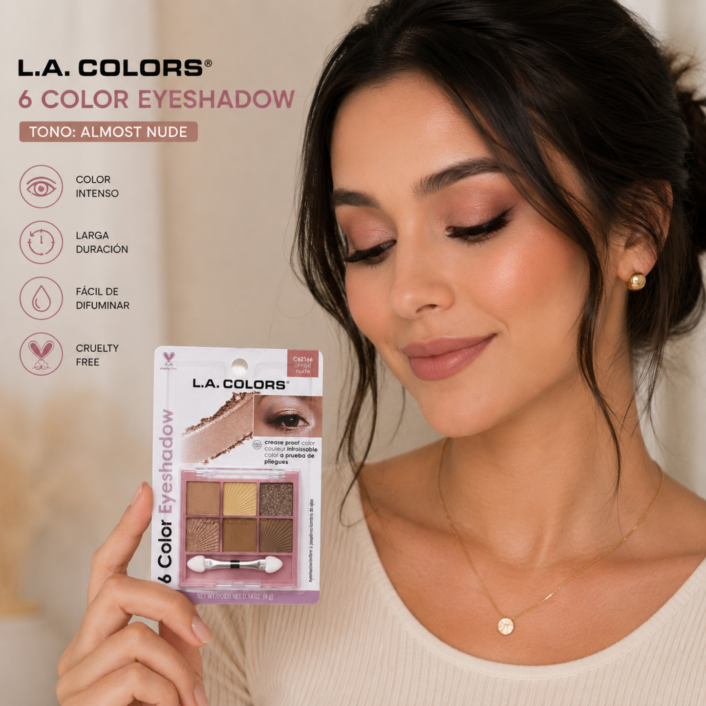 L.A. COLORS 6 Color Eyeshadow – Tono Almost Nude