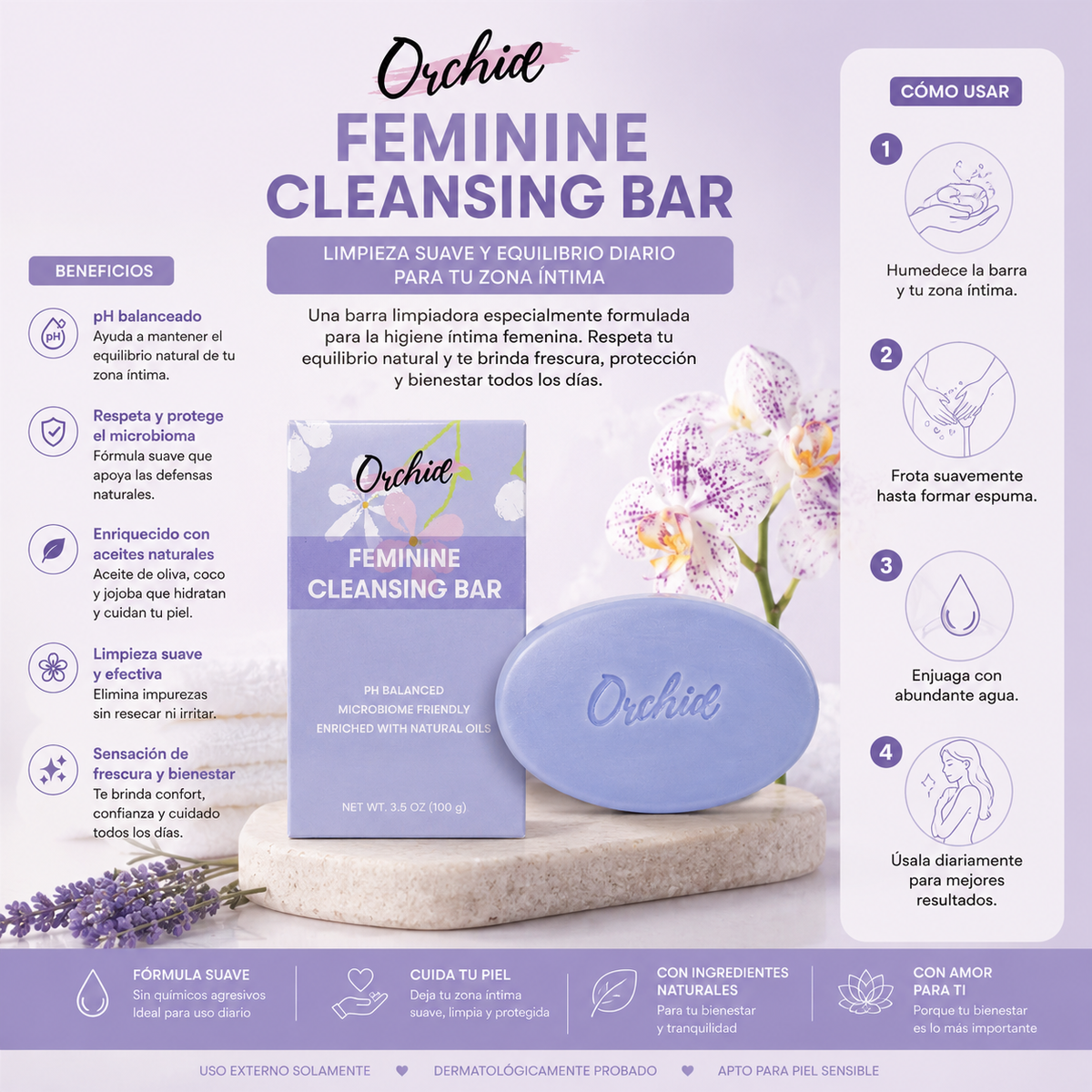 ORCHID, Jabon en Barra Femenino - (Lavender)