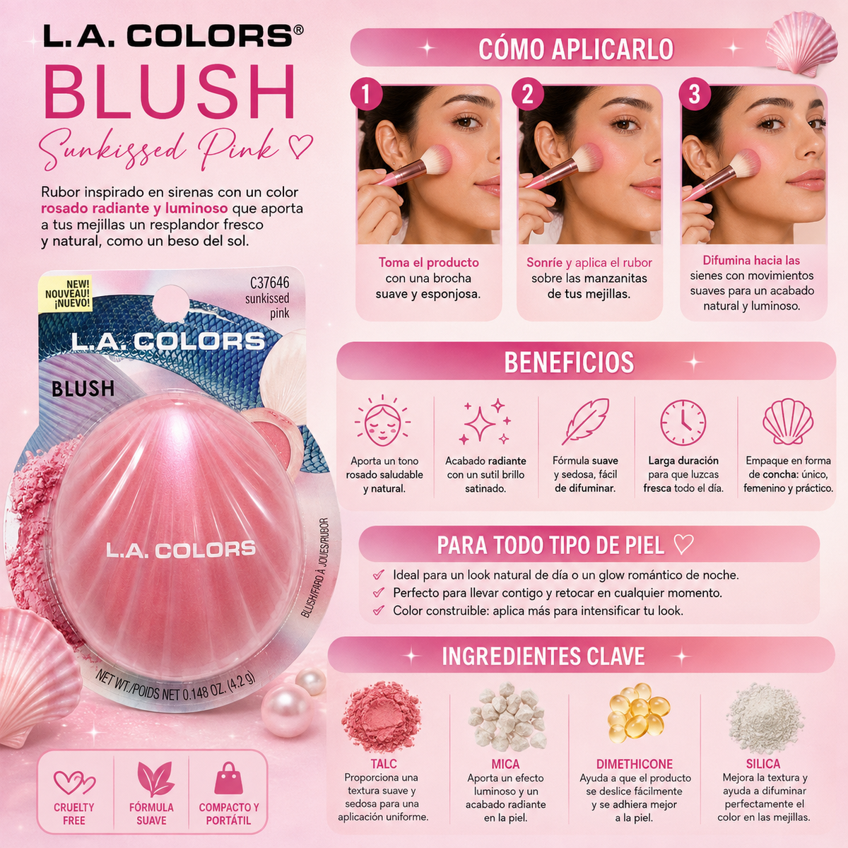 L.A. COLORS, Rubor (Sunkissed Pink)
