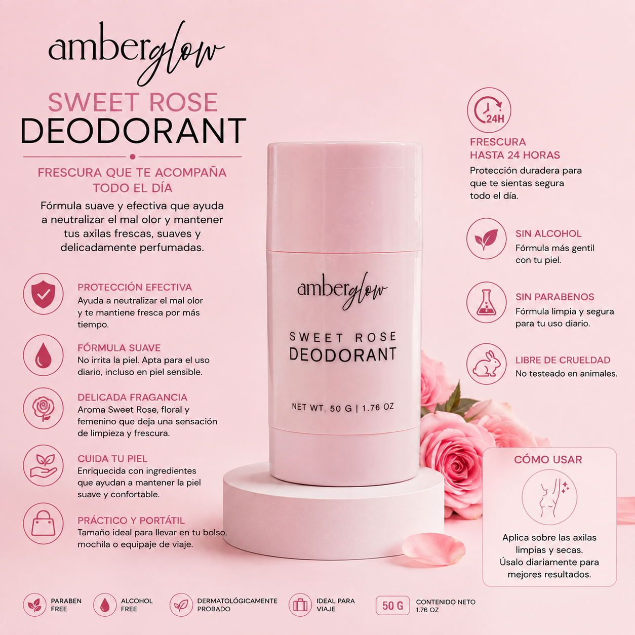 Amberglow Sweet Rose Deodorant – 50 g