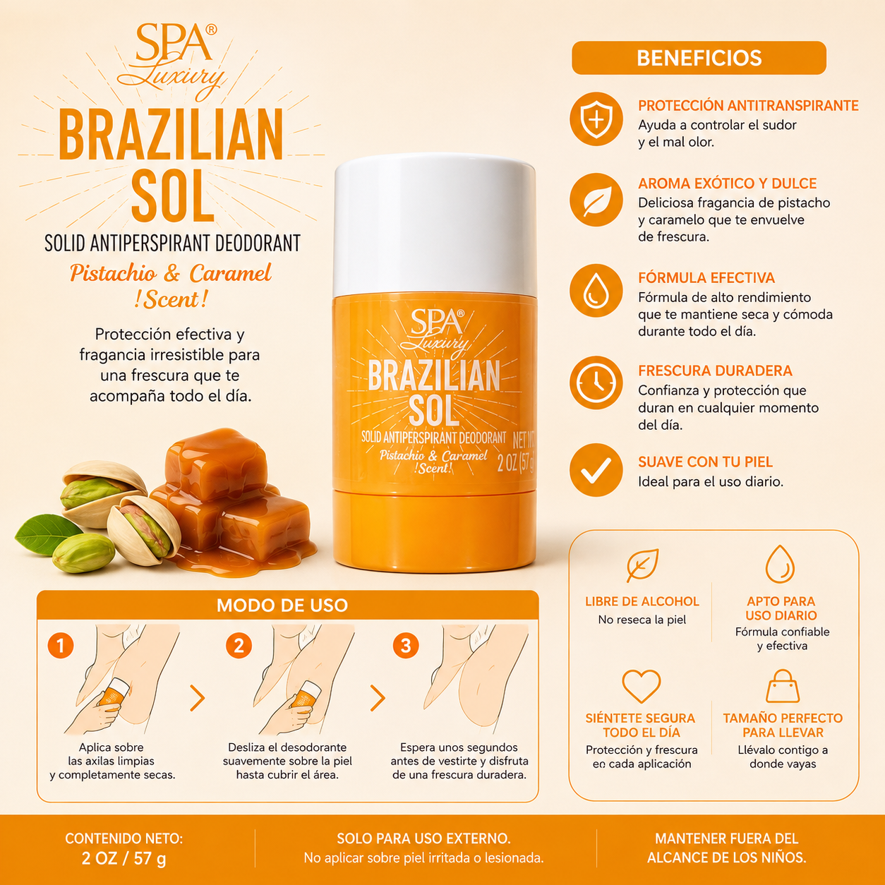 SPA Luxury Brazilian Sol – Desodorante Antitranspirante en Barra