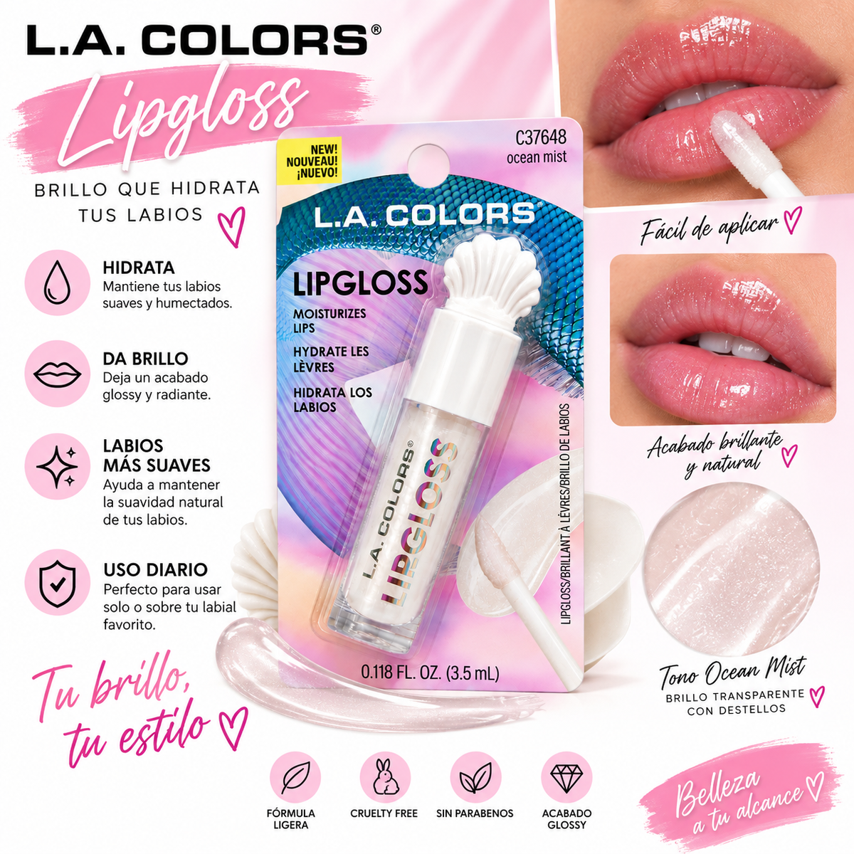 L.A COLORS, Lip Gloss (Ocean Mist)