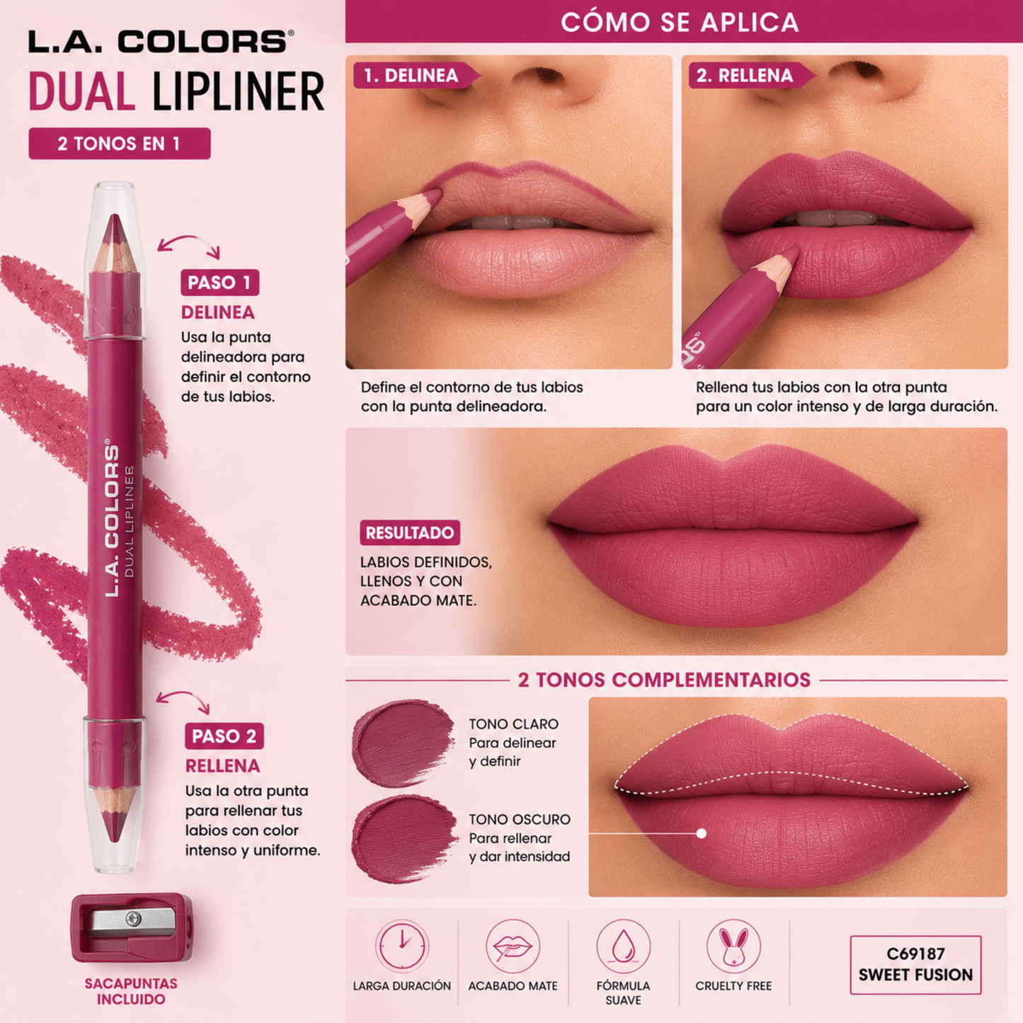 L.A. COLORS Dual Lipliner – Tono Sweet Fusion