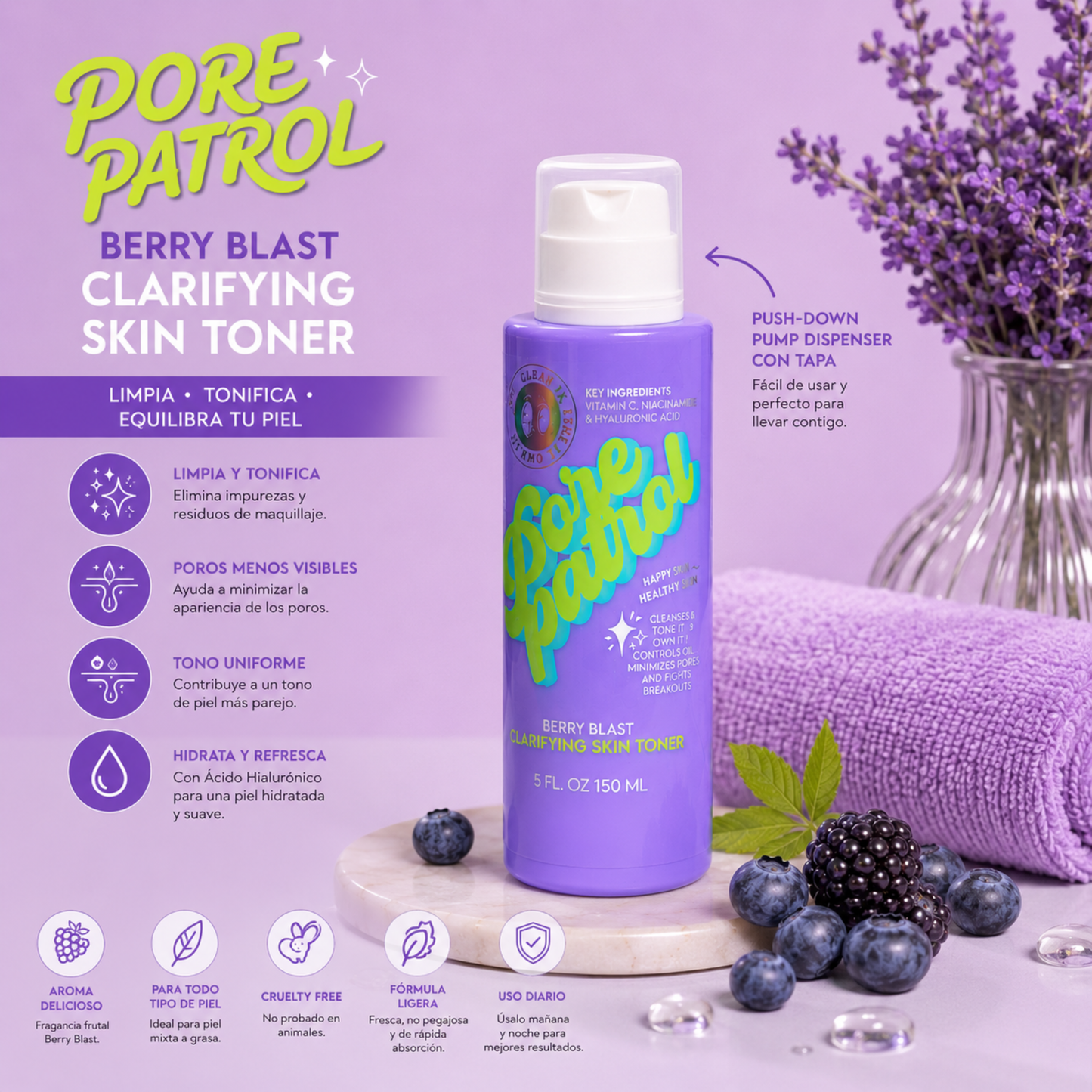 HAPPY SKIN Pore Patrol – Berry Blast Clarifying Skin Toner