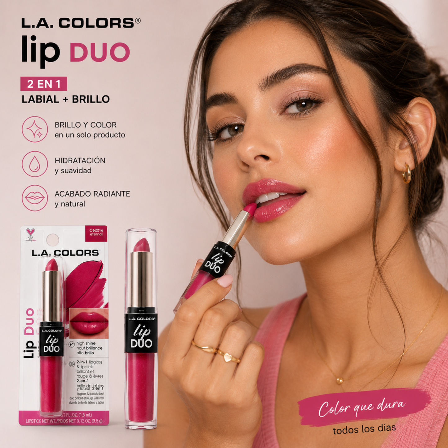 L.A. COLORS Lip Duo 2 en 1 – Tono Eternal