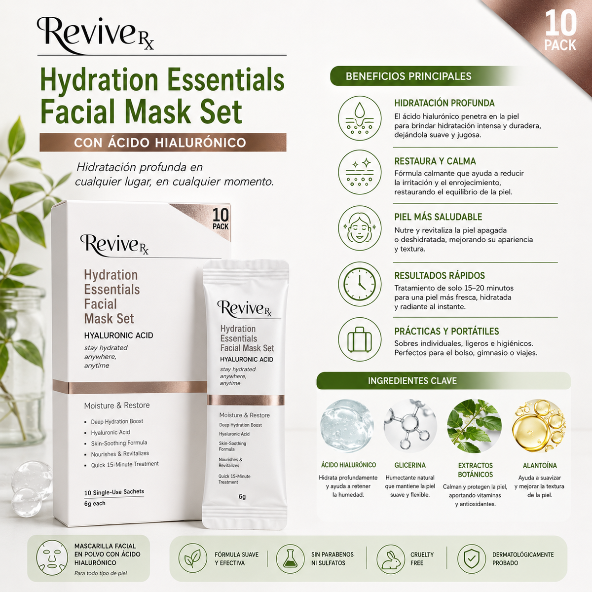 REVIVE Rx, Mascarilla Hidratante (Acido Hialuronico)