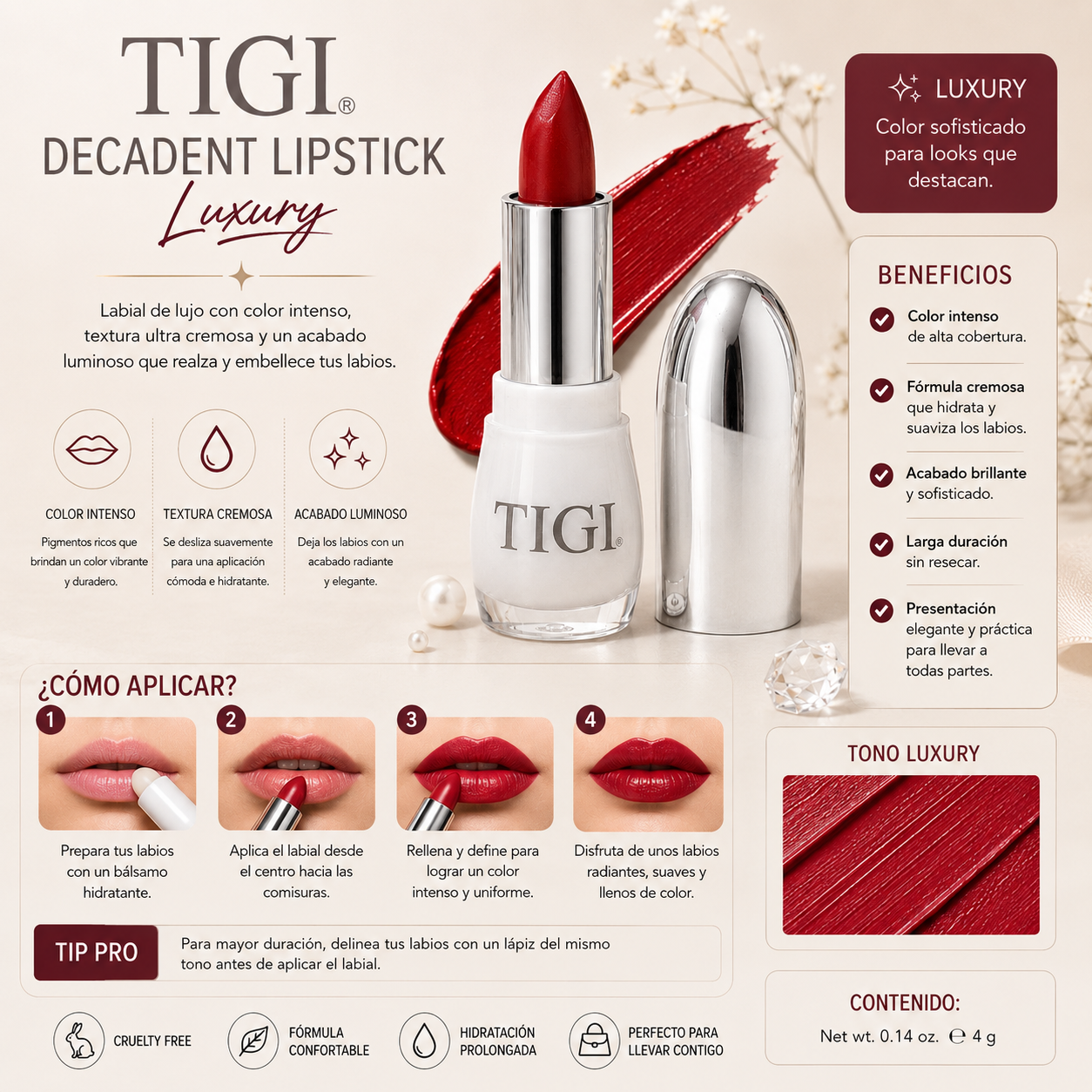 TIGI Decadent Lipstick – Luxury 💄✨