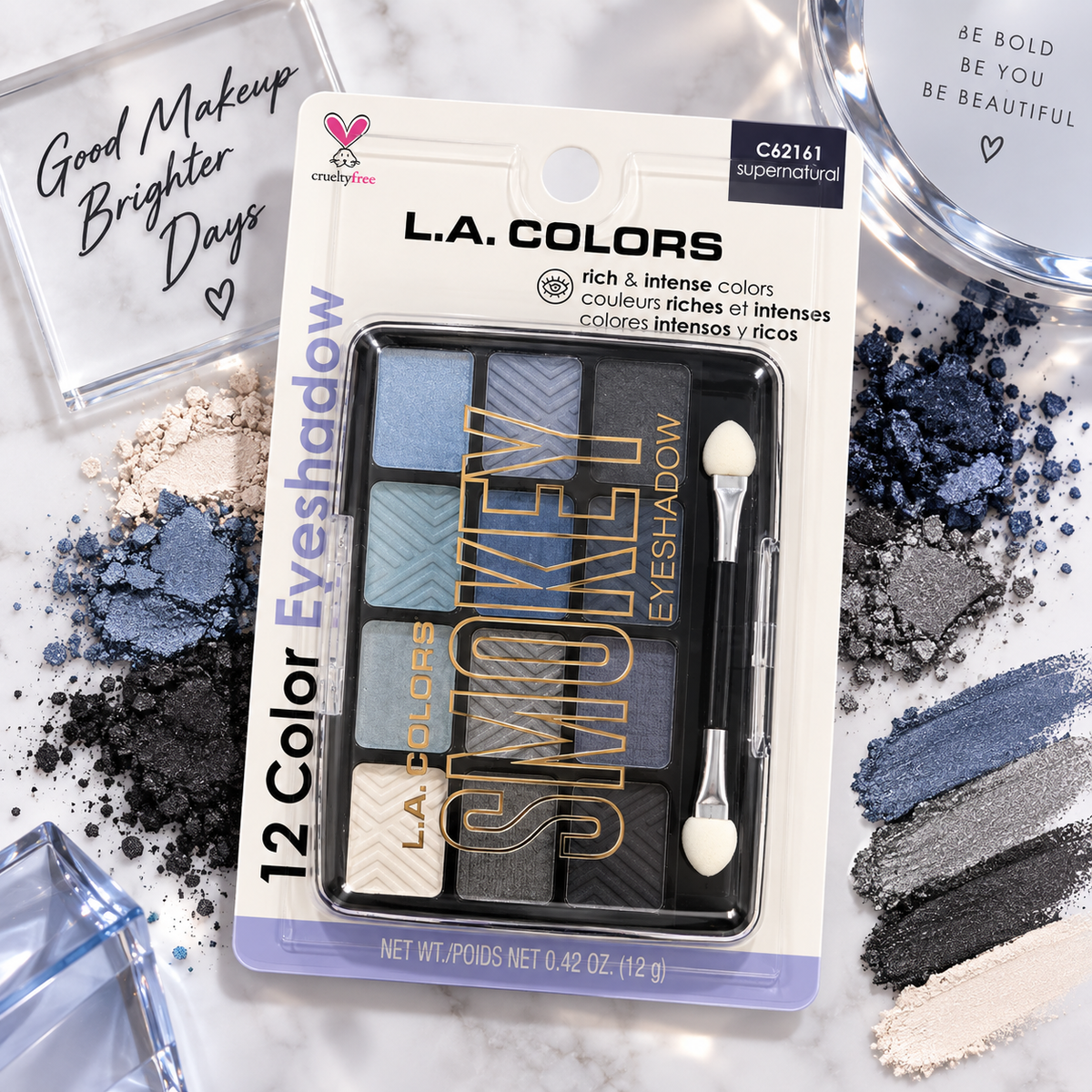 L.A. COLORS, 12 Paleta de Sombras (Super Natural)