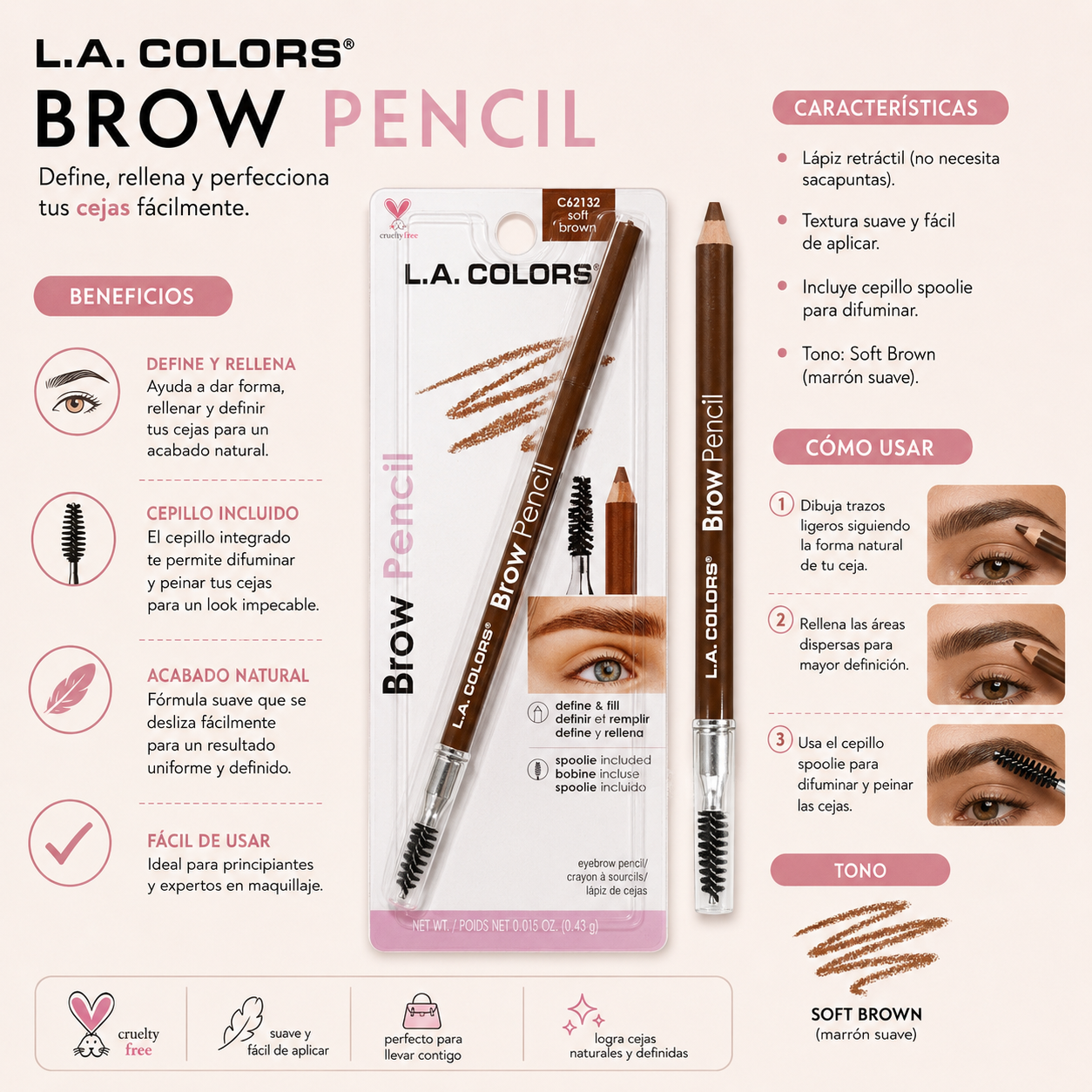 L.A. COLORS Brow Pencil – Soft Brown