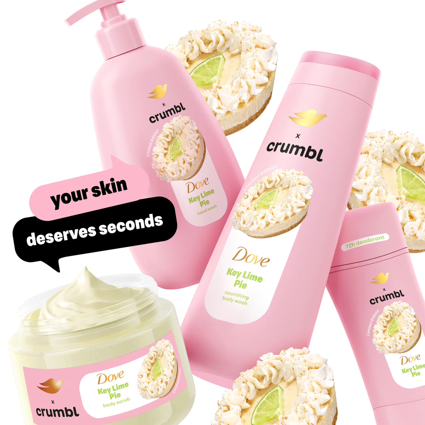 Dove & Crumbl Limited Edition Liquid Hand Soap Key Lime Pie Cleanses & Nourishes Hands, 12 fl oz