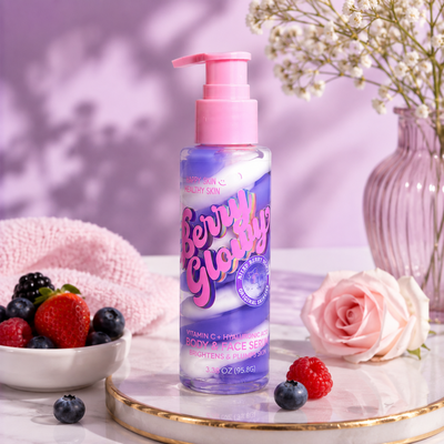 HAPPY SKIN Berry Glowy Body & Face Serum – Vitamina C + Ácido Hialurónico