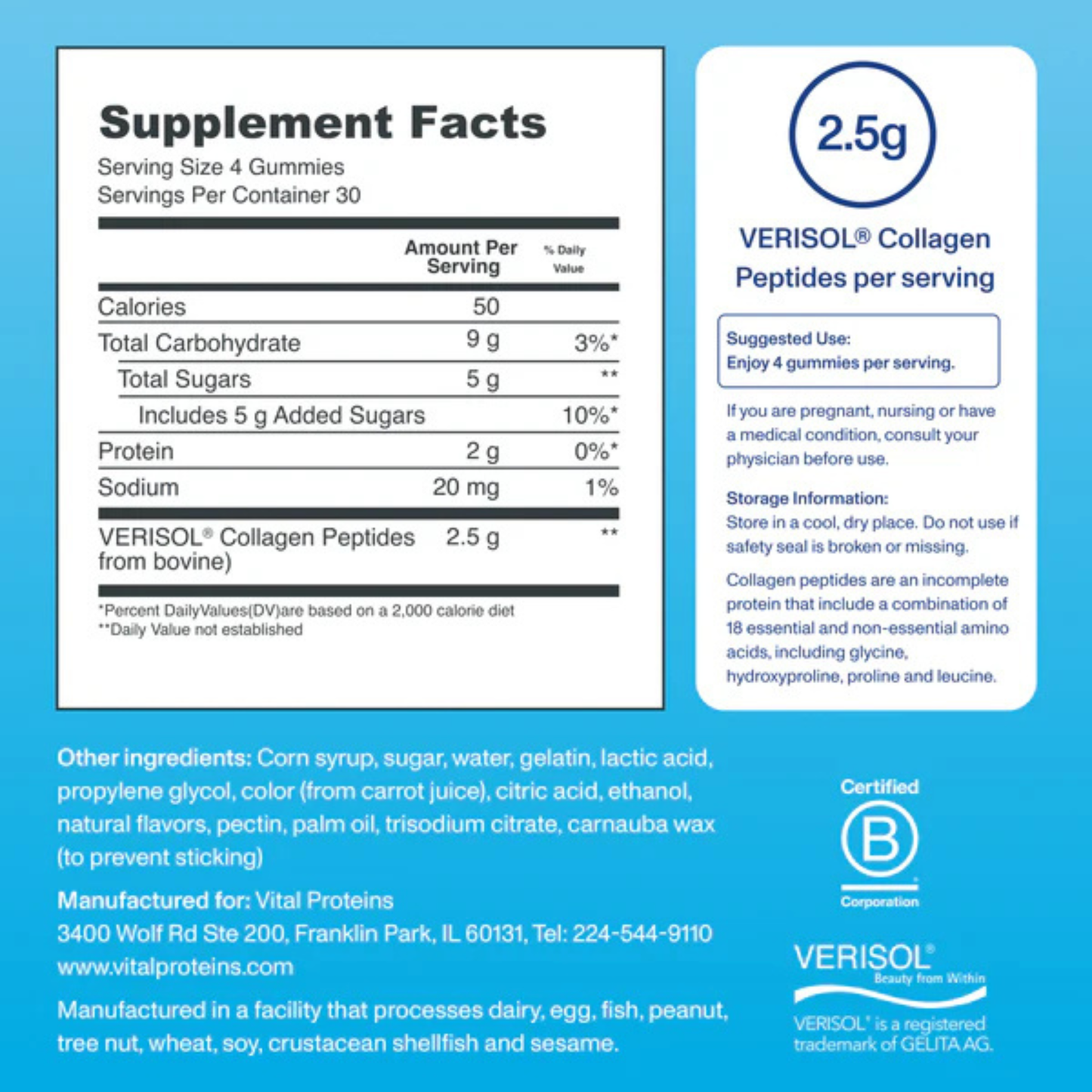 Vital Proteins Collagen Gummies, Raspberry 128 Count